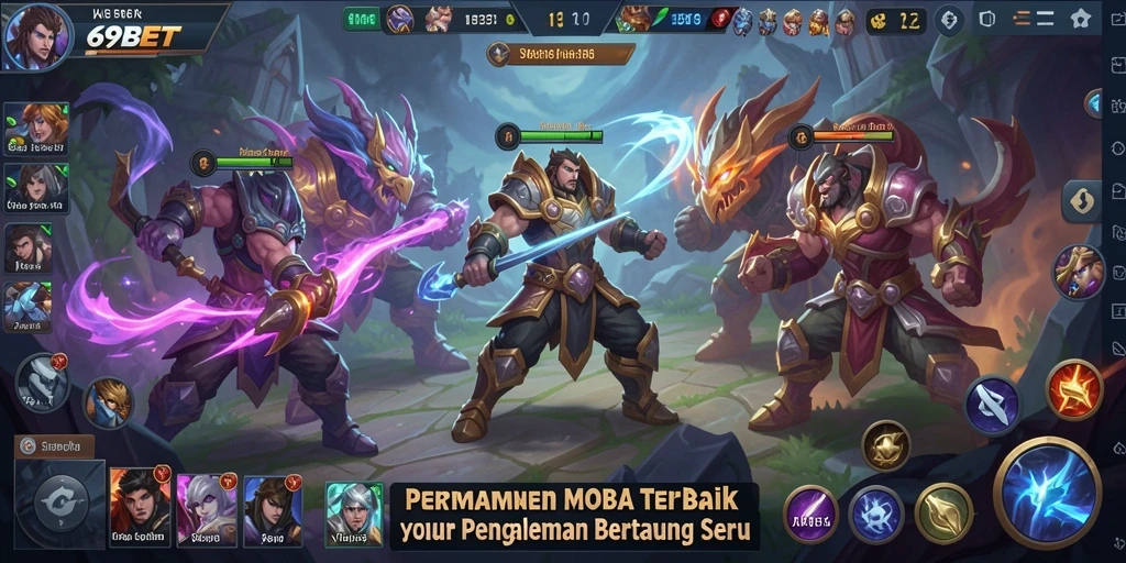 Screenshot game 69BET yang menampilkan aksi MOBA seru.