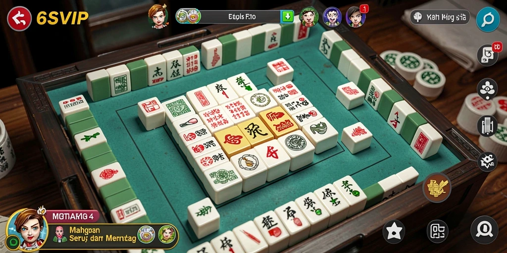 Tangkapan layar gameplay menarik dari 6SVIP yang menunjukkan papan Mahjong.