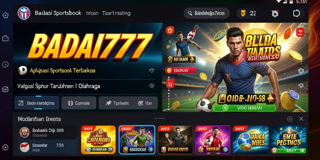 Tampilan utama BADAI777 dengan berbagai opsi taruhan olahraga.