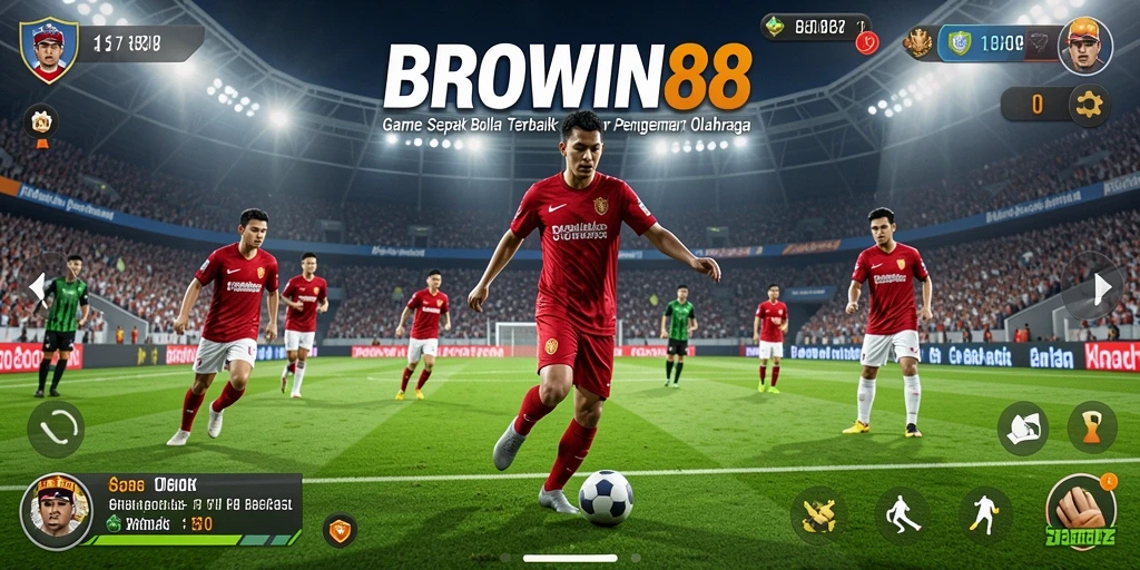 Tampilan gameplay BROWIN88 yang menegangkan dalam pertandingan sepak bola.