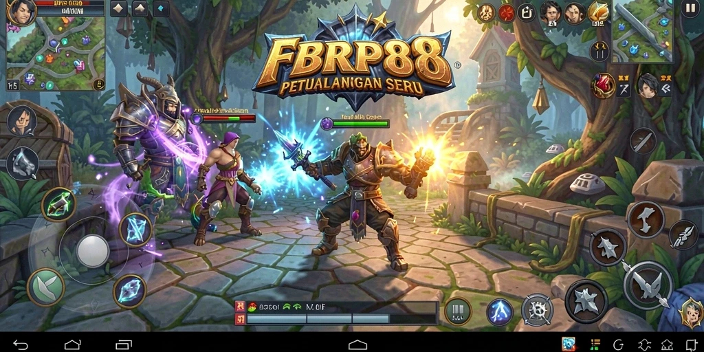 Screenshot gameplay FBRP88 menunjukkan pertempuran seru di dunia MMORPG.