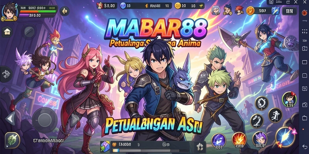 Screenshot gameplay MABAR88 yang menampilkan karakter anime dalam aksi.