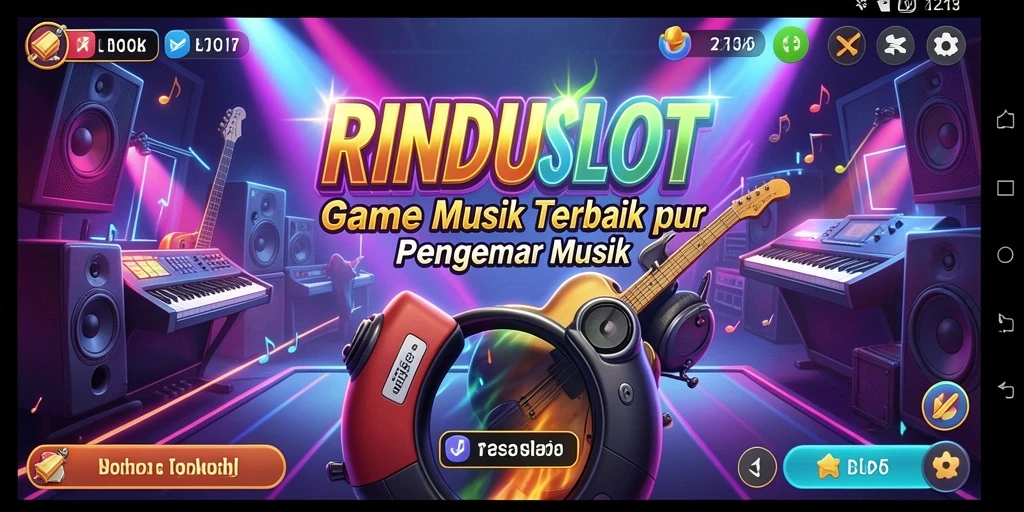 Tampilan gameplay RINDUSLOT yang mendebarkan dengan alat musik berbagai genre.
