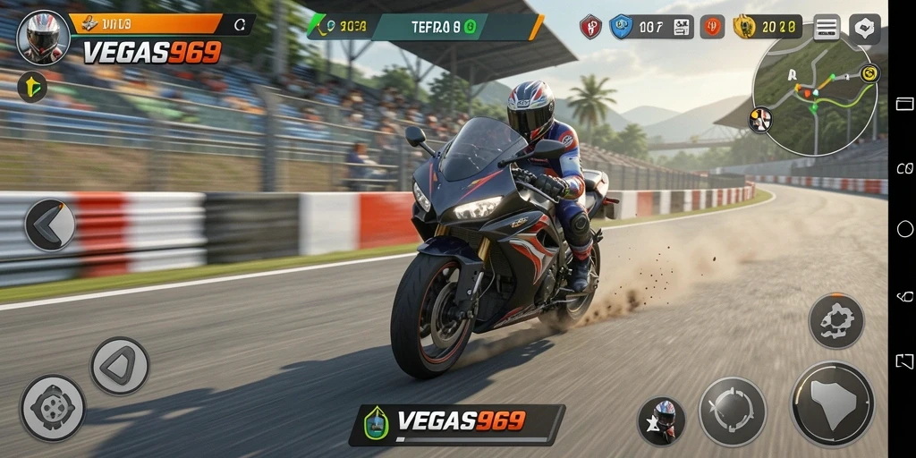 Tampilan memukau dari gameplay balap motor yang penuh aksi.