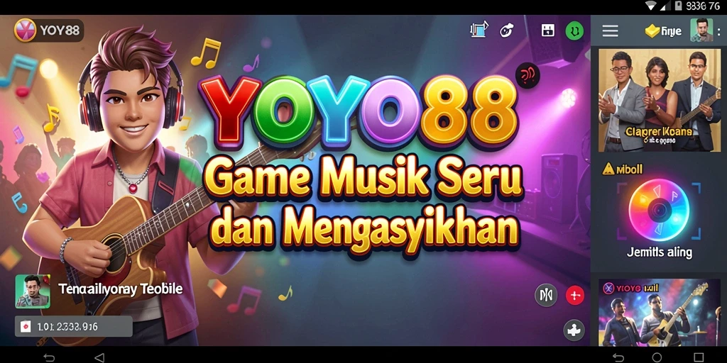 Tampilan gameplay seru dari YOYO88 yang menampilkan interaksi musik.